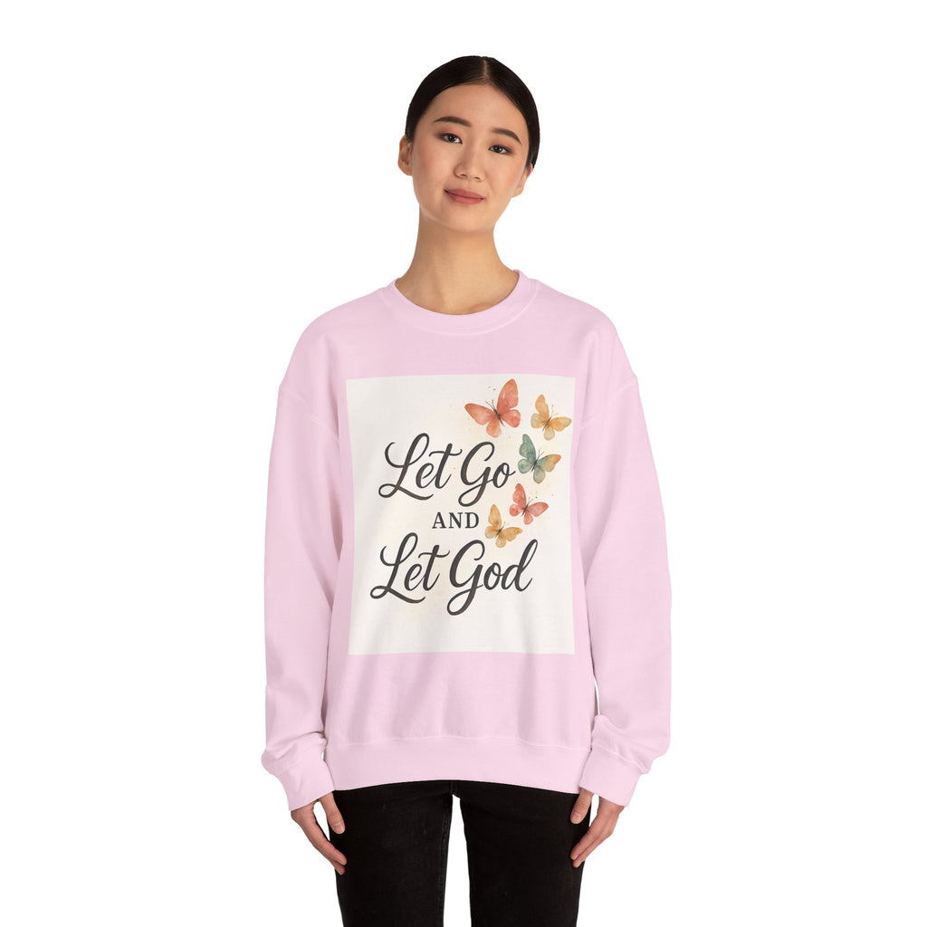 Religious Sweatshirt, Christian Apparel, Inspirational Jumper, Faithful Crew Neck, Let Go & Let God Design
