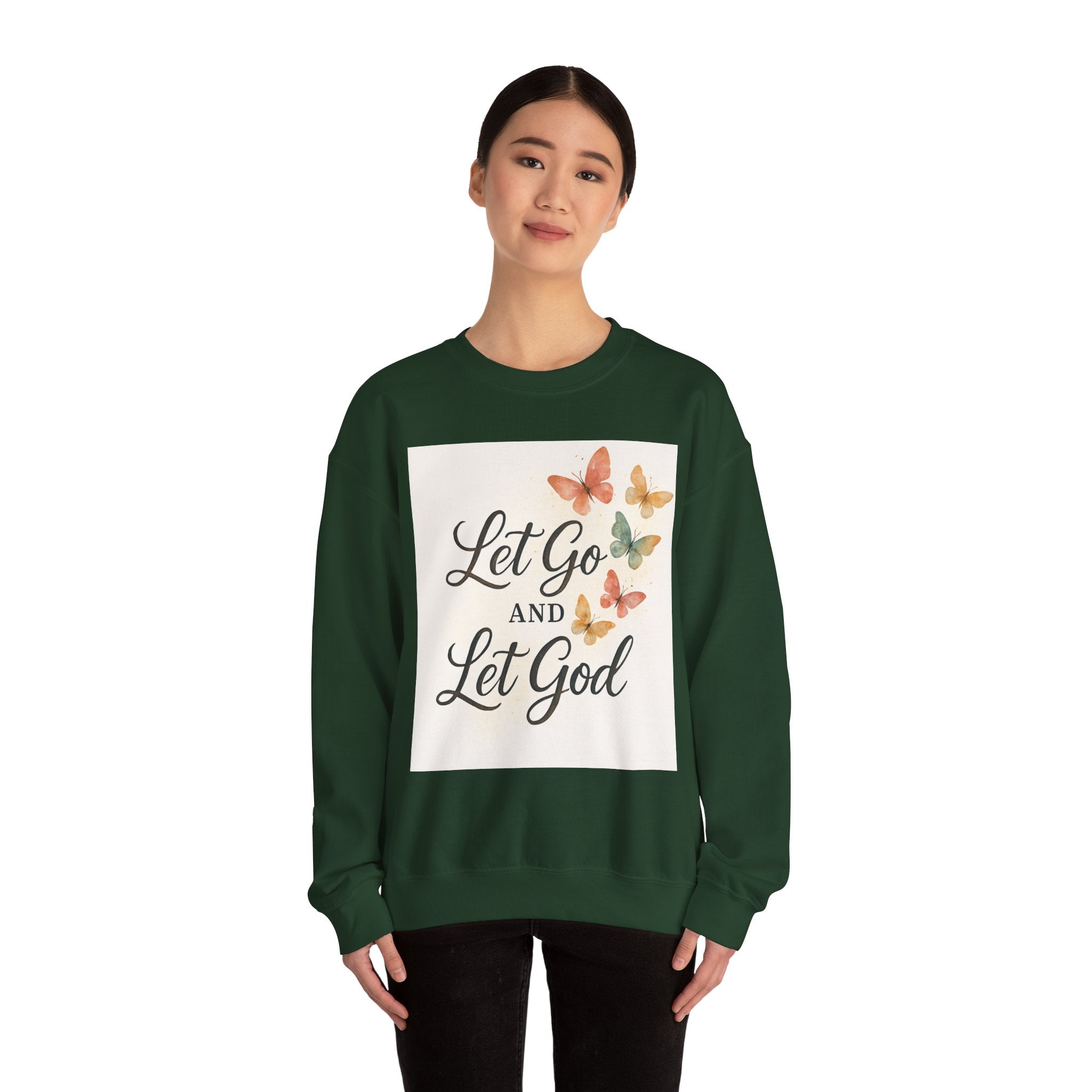 Religious Sweatshirt, Christian Apparel, Inspirational Jumper, Faithful Crew Neck, Let Go & Let God Design
