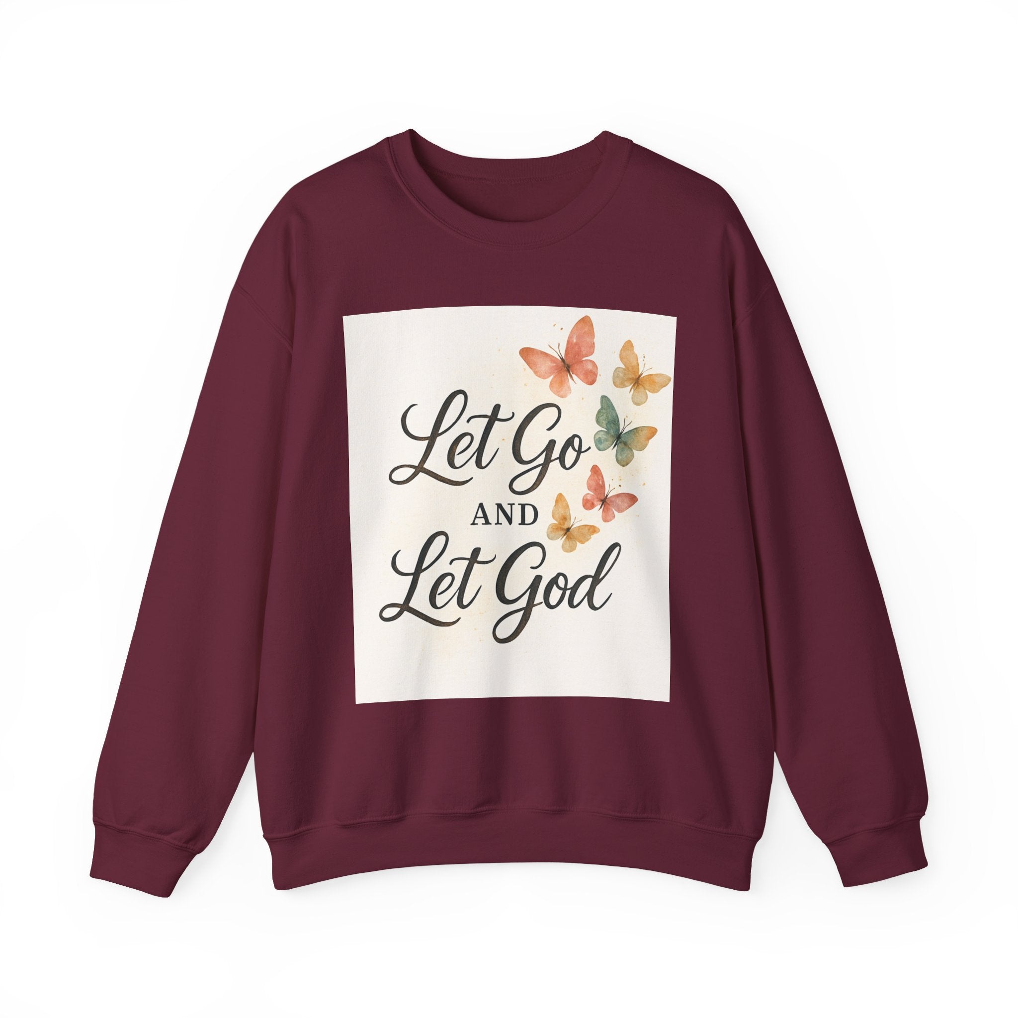 Religious Sweatshirt, Christian Apparel, Inspirational Jumper, Faithful Crew Neck, Let Go & Let God Design