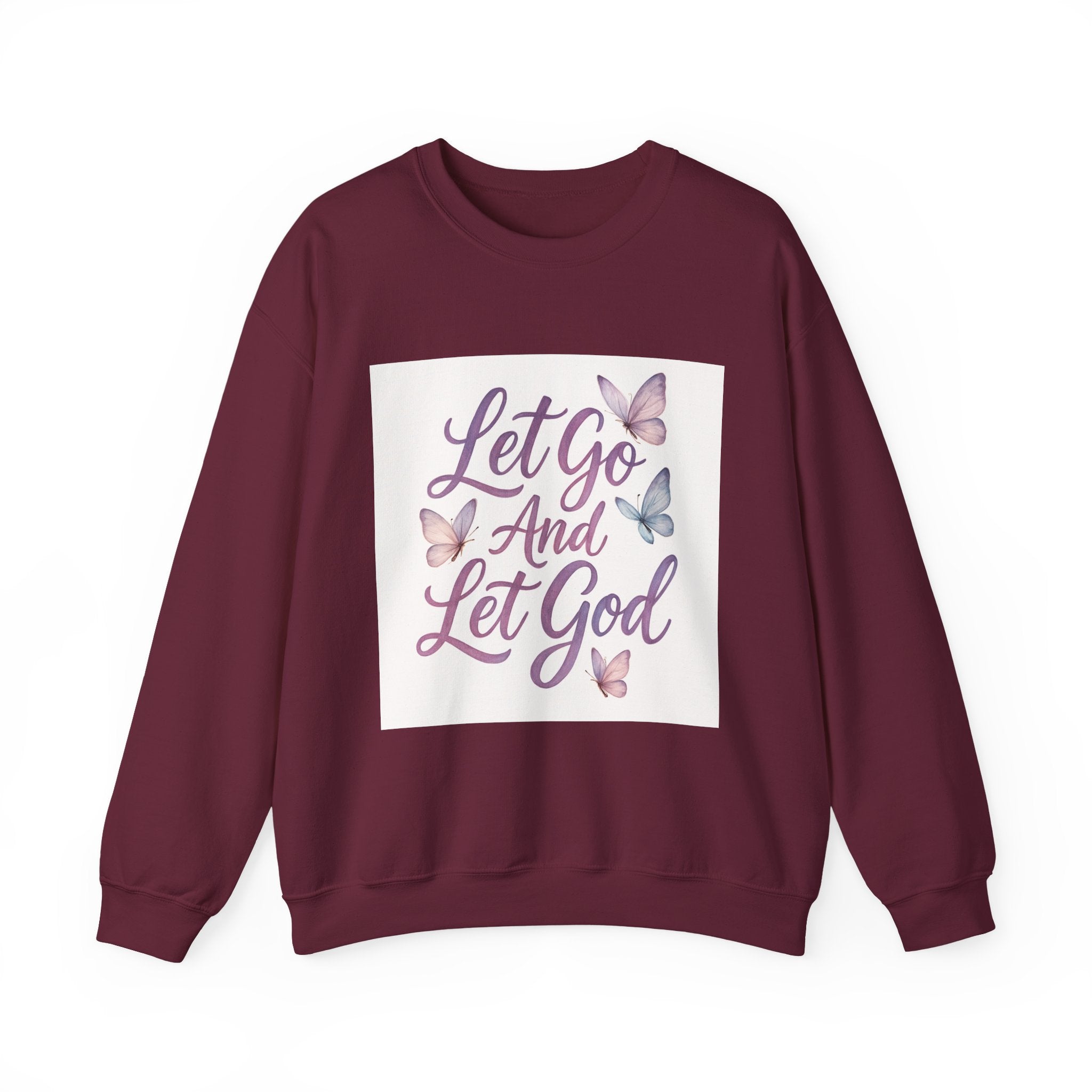 Religious Sweatshirt, Christian Let Go & let God Design, Inspirational Jumper, Unisex Pullover, Religious Apparel, Faith Crewneck, Spiritual