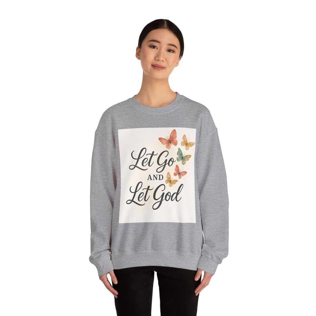 Religious Sweatshirt, Christian Apparel, Inspirational Jumper, Faithful Crew Neck, Let Go & Let God Design