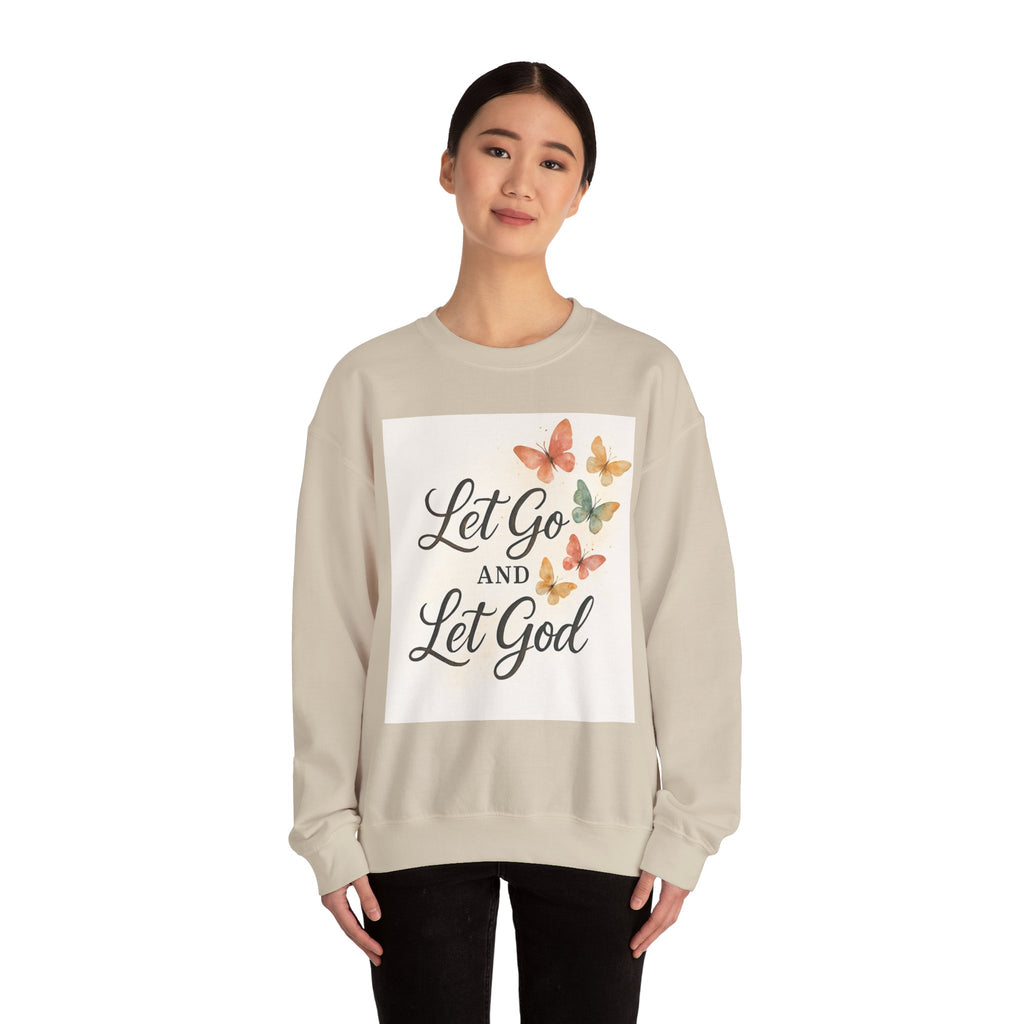 Religious Sweatshirt, Christian Apparel, Inspirational Jumper, Faithful Crew Neck, Let Go & Let God Design