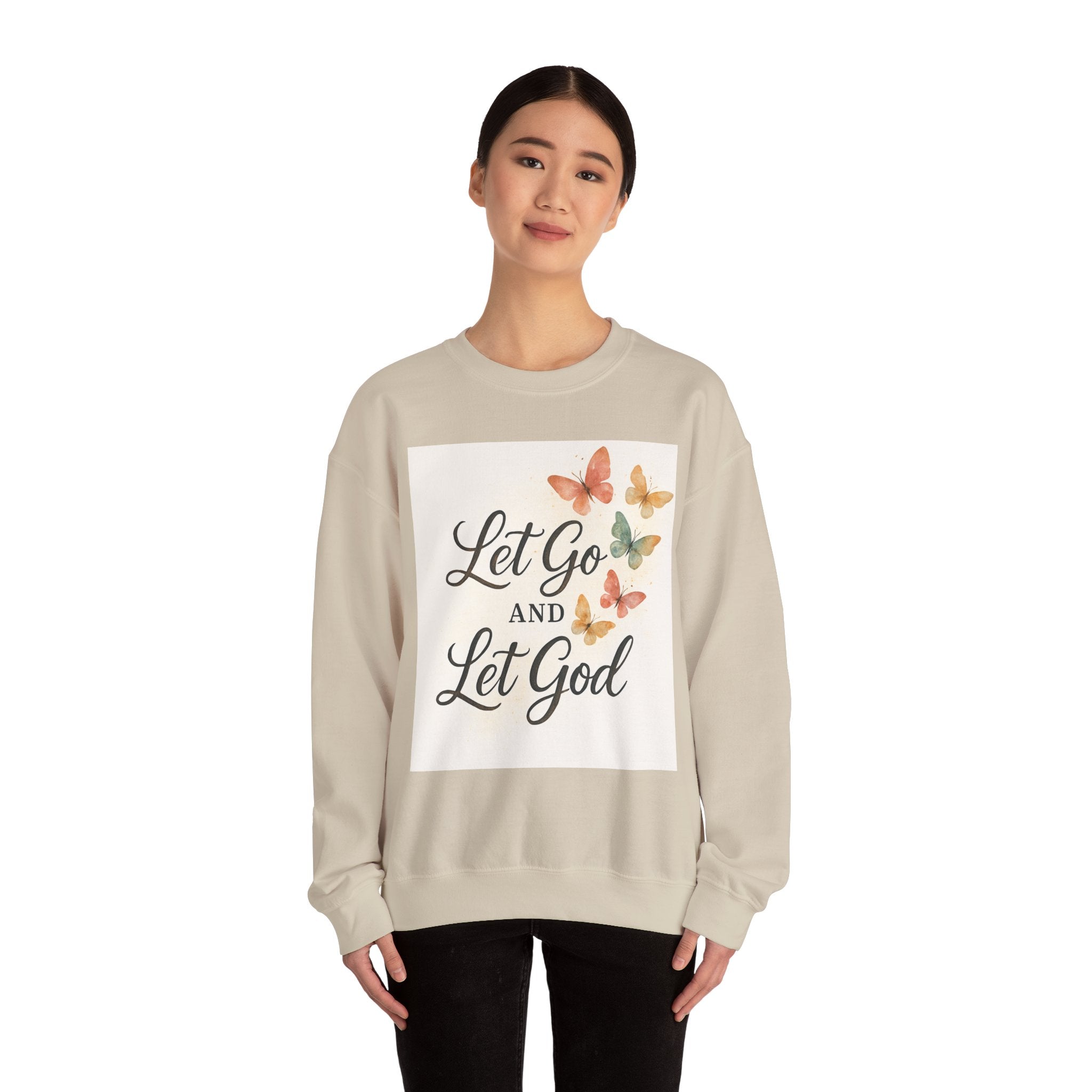 Religious Sweatshirt, Christian Apparel, Inspirational Jumper, Faithful Crew Neck, Let Go & Let God Design