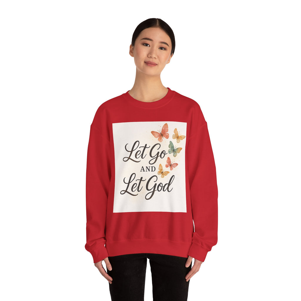 Religious Sweatshirt, Christian Apparel, Inspirational Jumper, Faithful Crew Neck, Let Go & Let God Design
