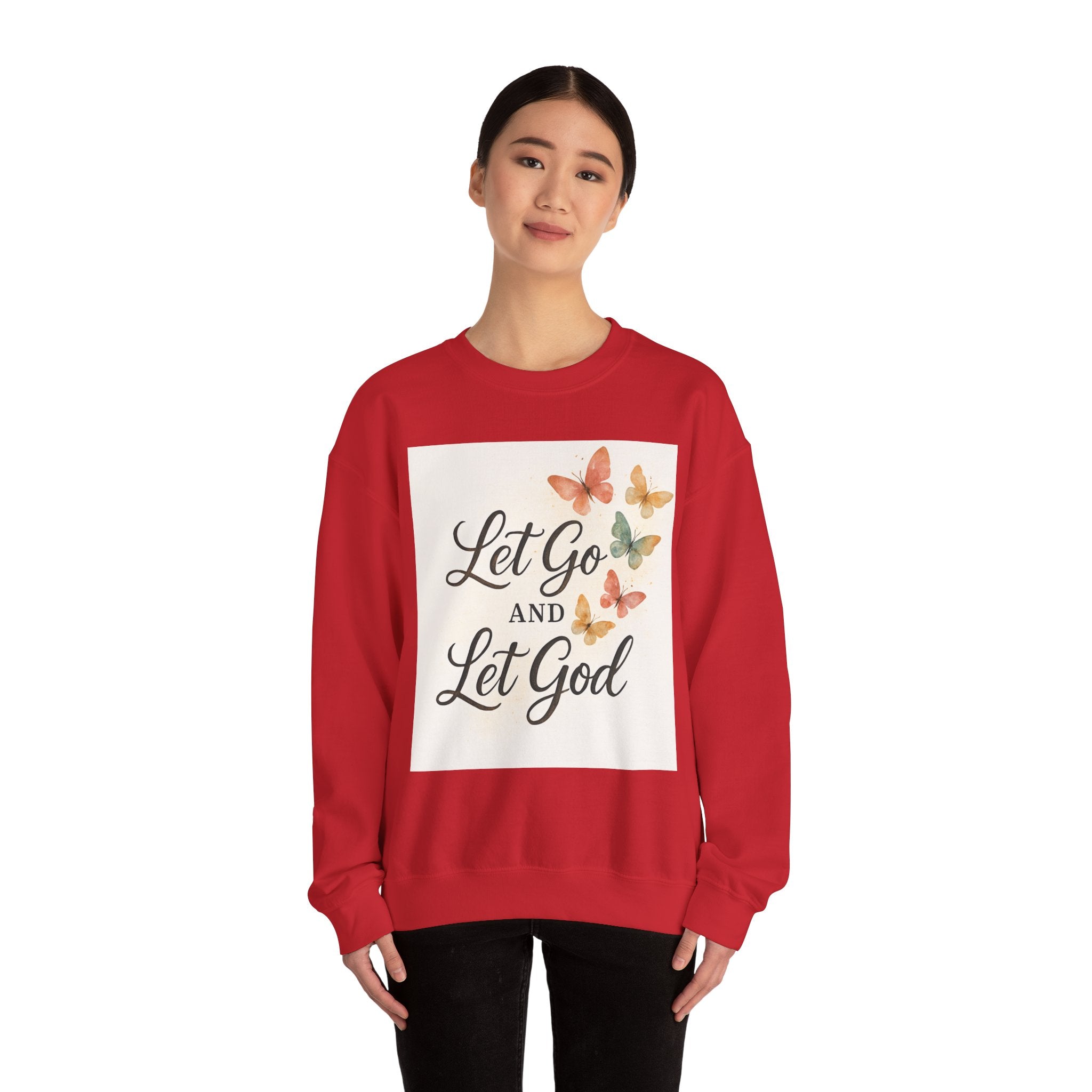 Religious Sweatshirt, Christian Apparel, Inspirational Jumper, Faithful Crew Neck, Let Go & Let God Design