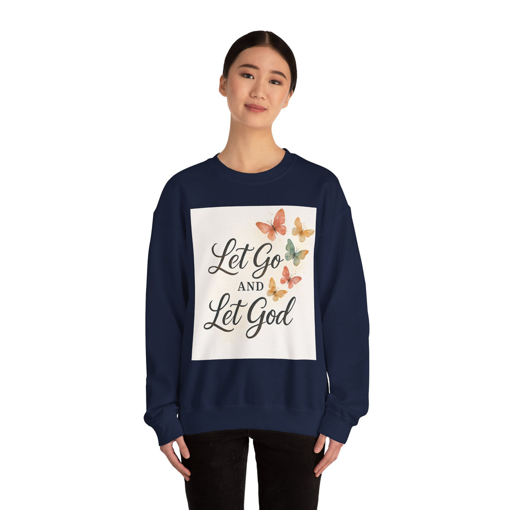 Religious Sweatshirt, Christian Apparel, Inspirational Jumper, Faithful Crew Neck, Let Go & Let God Design
