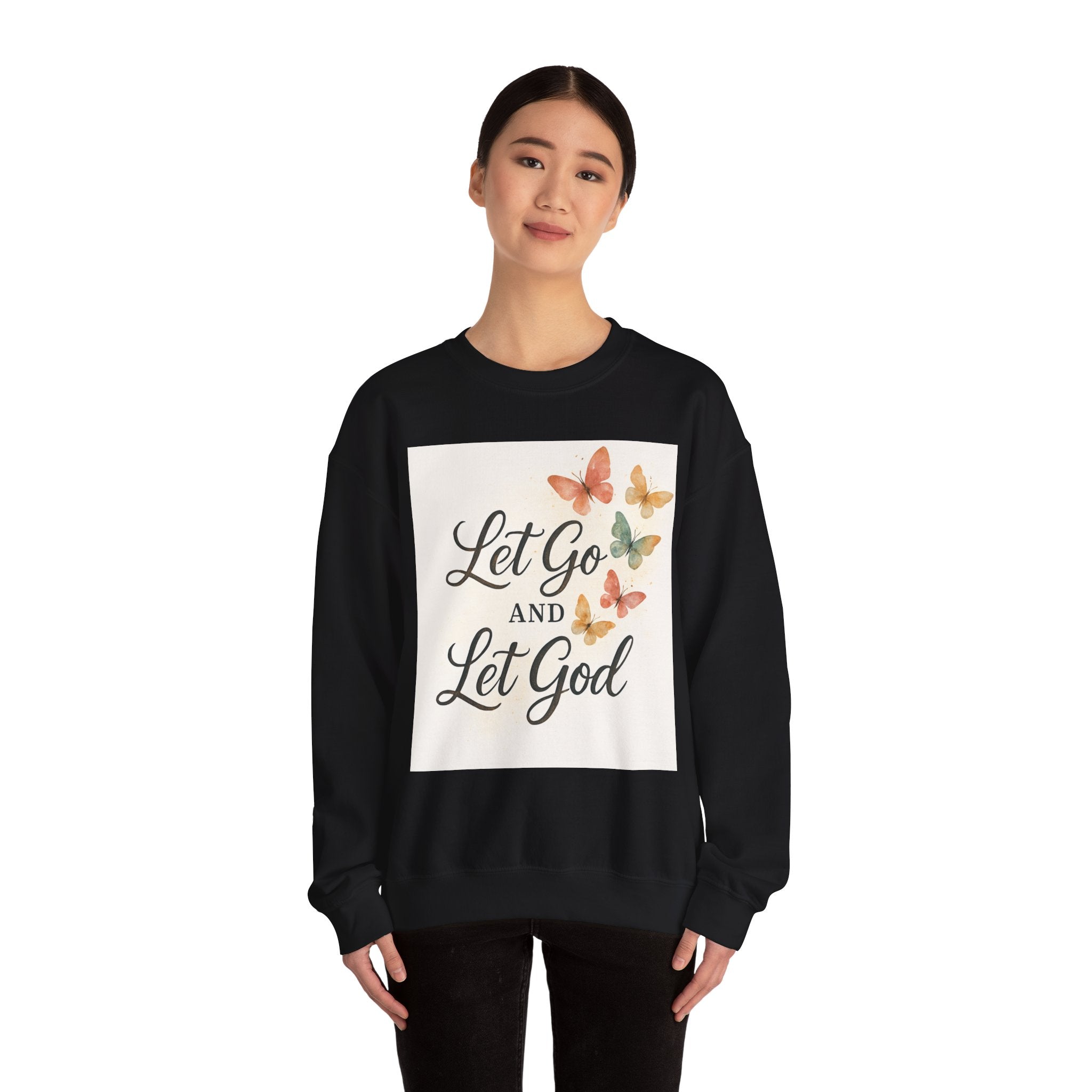 Religious Sweatshirt, Christian Apparel, Inspirational Jumper, Faithful Crew Neck, Let Go & Let God Design