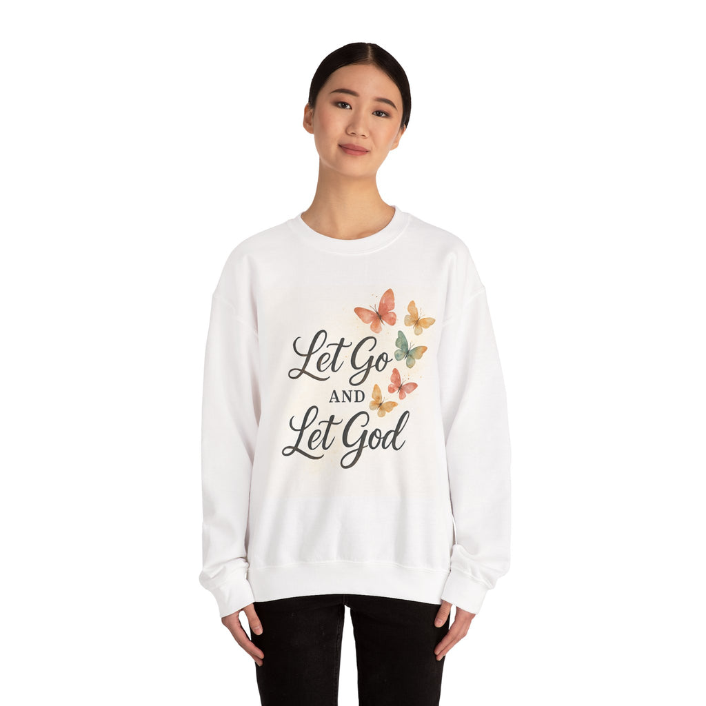Religious Sweatshirt, Christian Apparel, Inspirational Jumper, Faithful Crew Neck, Let Go & Let God Design