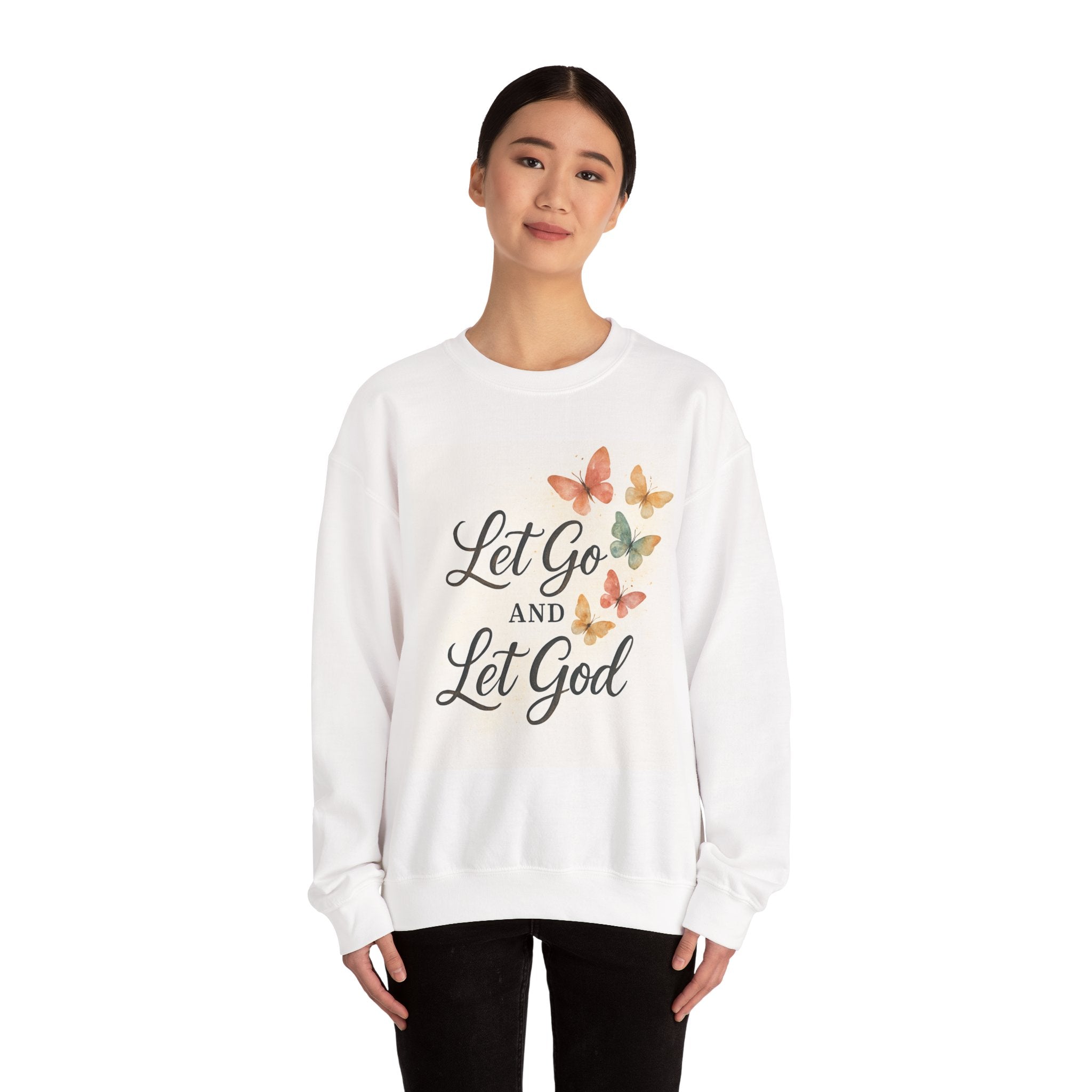 Religious Sweatshirt, Christian Apparel, Inspirational Jumper, Faithful Crew Neck, Let Go & Let God Design