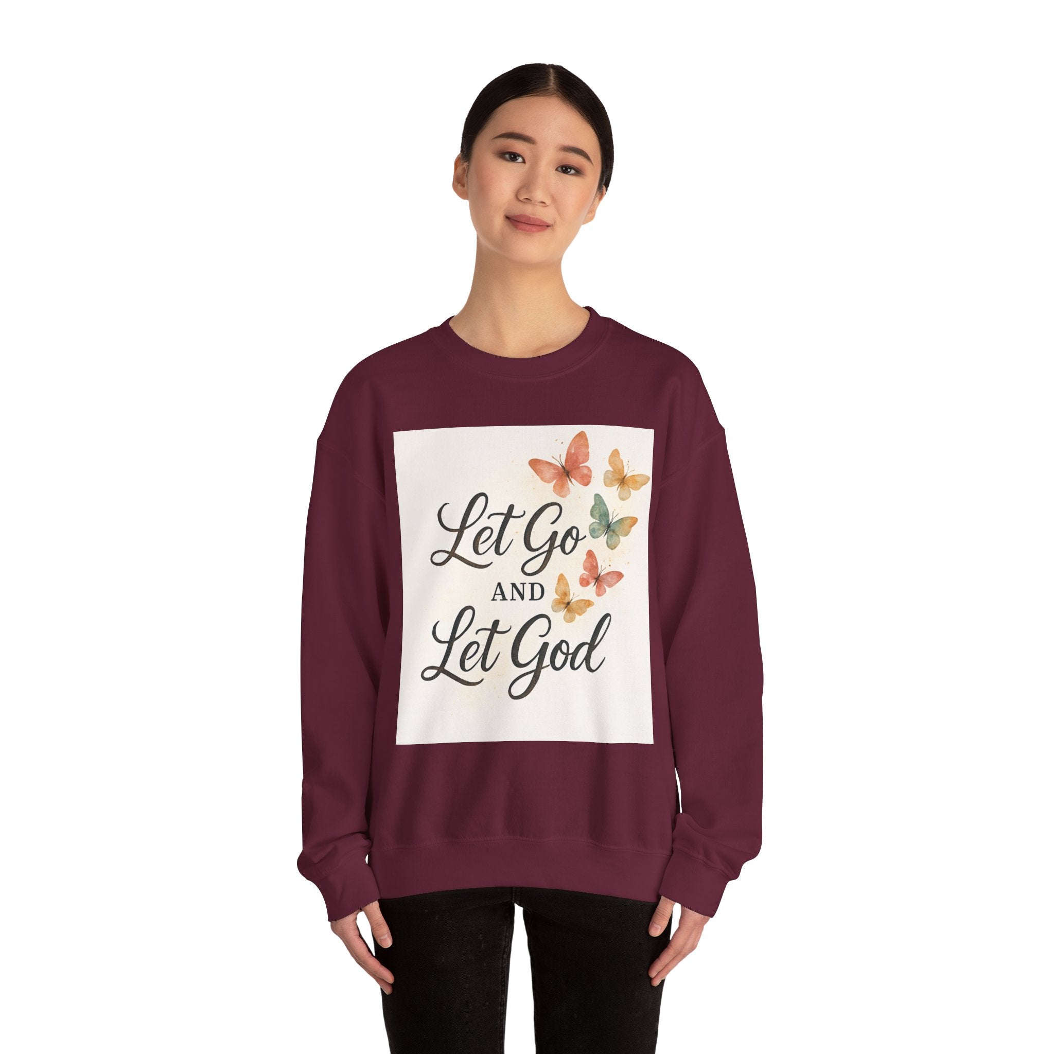 Religious Sweatshirt, Christian Apparel, Inspirational Jumper, Faithful Crew Neck, Let Go & Let God Design
