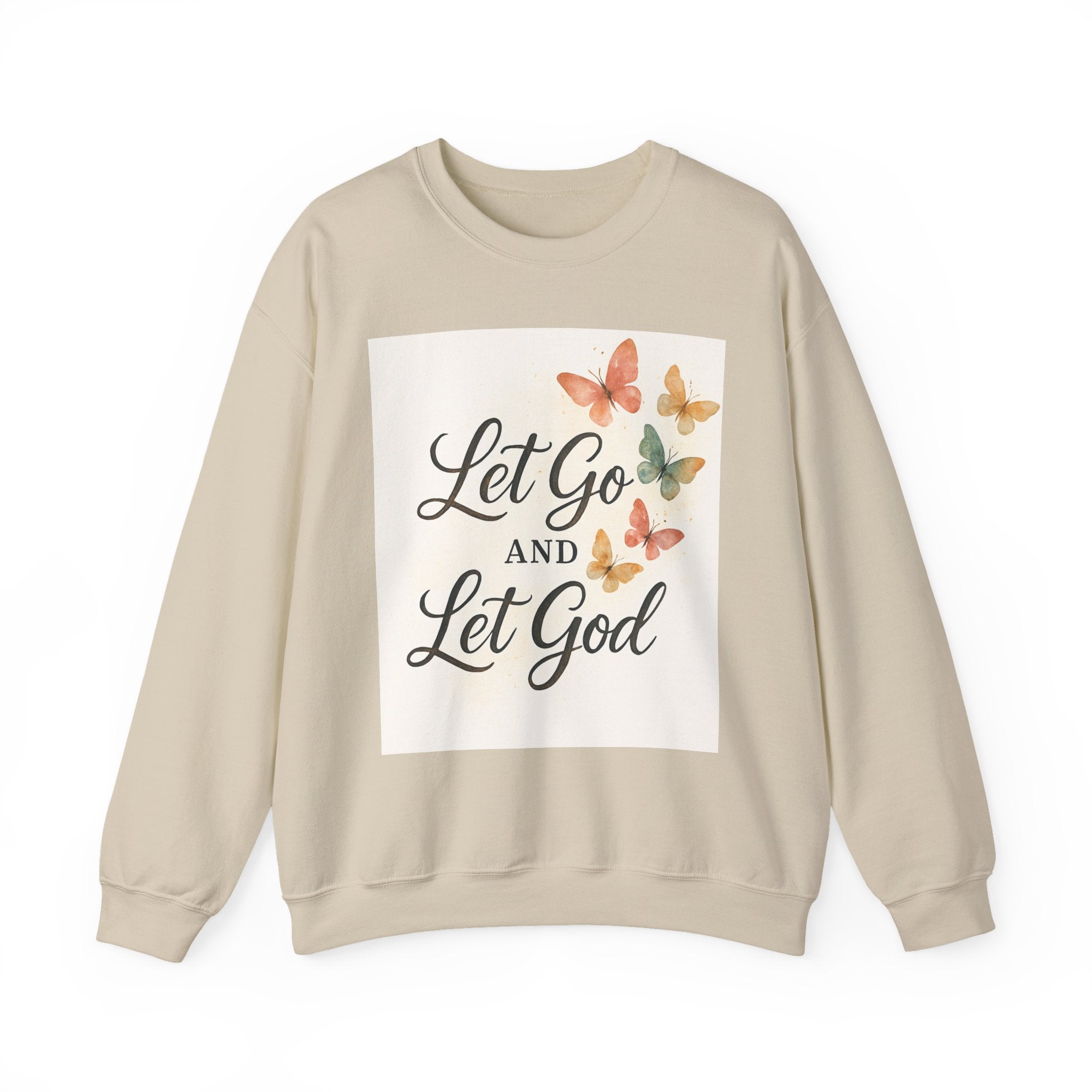 Religious Sweatshirt, Christian Apparel, Inspirational Jumper, Faithful Crew Neck, Let Go & Let God Design