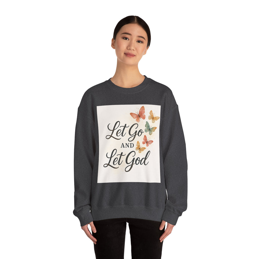 Religious Sweatshirt, Christian Apparel, Inspirational Jumper, Faithful Crew Neck, Let Go & Let God Design